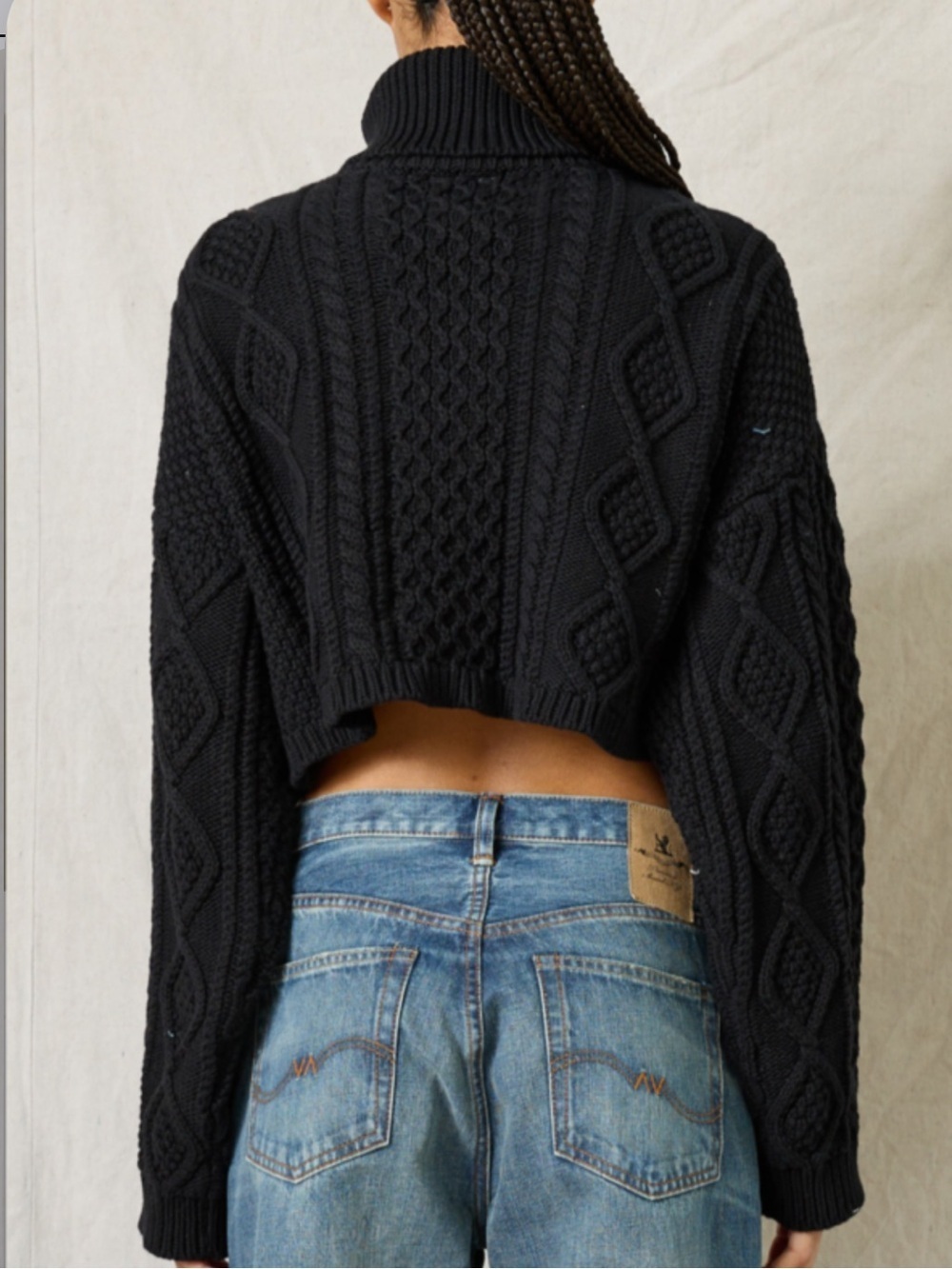 Denimist Cropped Cable-Knit Sweater S - Picture 4 of 4